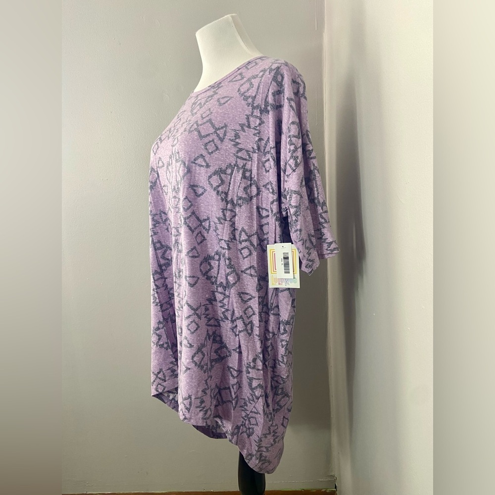LuLaRoe Irma Tunic Style Top NWT Heather Purple Gray Aztec Southwestern Style - Picture 3 of 7